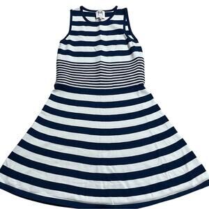 Milly Minis Fit n Flare Dress Stripe Sleeveless Girls Sz 14 Blue White Nautical